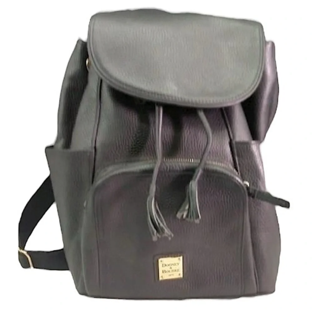 Y2K Black Leather Dooney & Bourke XL Backpack with Pink Lining